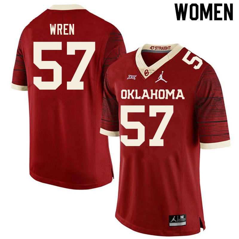 Women #57 Maureese Wren Oklahoma Sooners College Football Jerseys Sale-Retro